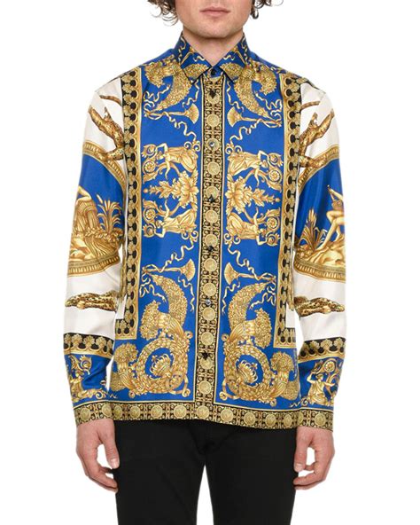 versace shirt mens blue|versace collection men shirt.